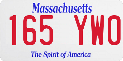 MA license plate 165YW0