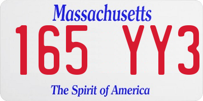 MA license plate 165YY3