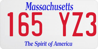 MA license plate 165YZ3