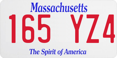 MA license plate 165YZ4