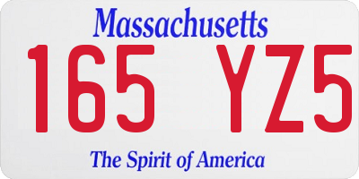 MA license plate 165YZ5