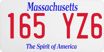 MA license plate 165YZ6