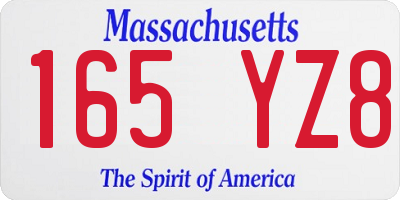 MA license plate 165YZ8