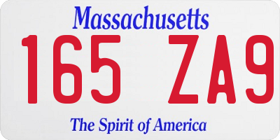 MA license plate 165ZA9