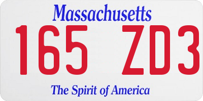 MA license plate 165ZD3