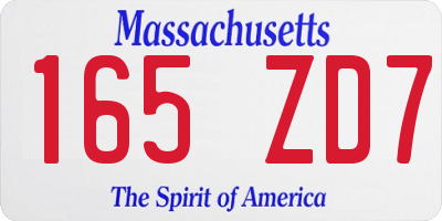 MA license plate 165ZD7