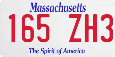 MA license plate 165ZH3