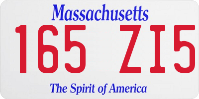MA license plate 165ZI5