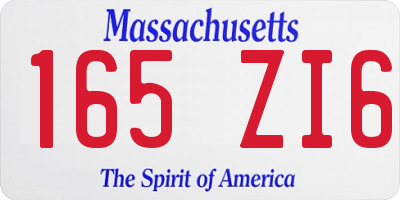 MA license plate 165ZI6