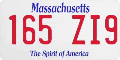 MA license plate 165ZI9