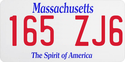 MA license plate 165ZJ6