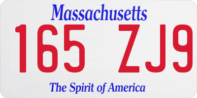 MA license plate 165ZJ9