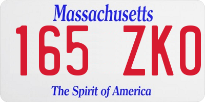 MA license plate 165ZK0