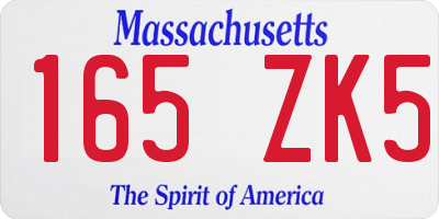 MA license plate 165ZK5