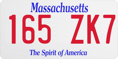 MA license plate 165ZK7