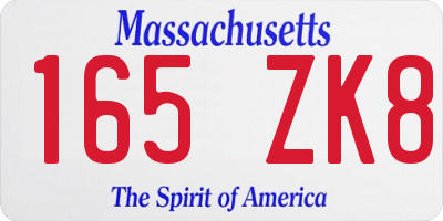 MA license plate 165ZK8