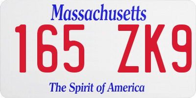 MA license plate 165ZK9
