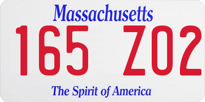 MA license plate 165ZO2