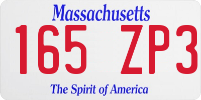 MA license plate 165ZP3