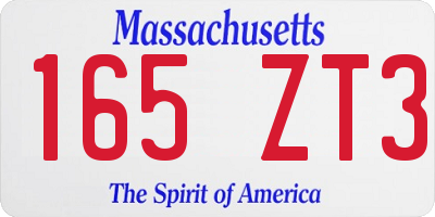 MA license plate 165ZT3