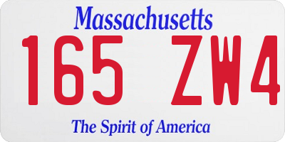 MA license plate 165ZW4