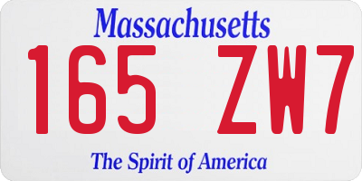 MA license plate 165ZW7