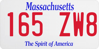 MA license plate 165ZW8