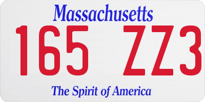 MA license plate 165ZZ3