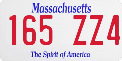 MA license plate 165ZZ4