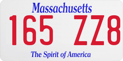 MA license plate 165ZZ8