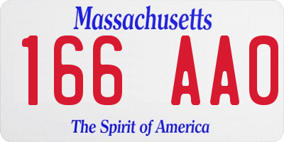 MA license plate 166AA0