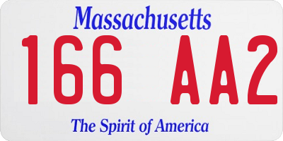 MA license plate 166AA2