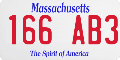 MA license plate 166AB3