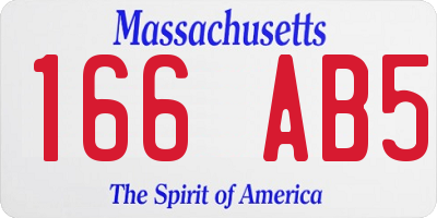 MA license plate 166AB5