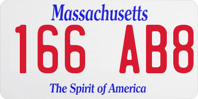 MA license plate 166AB8