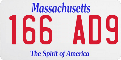 MA license plate 166AD9