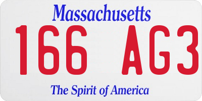 MA license plate 166AG3