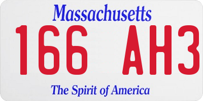 MA license plate 166AH3