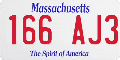 MA license plate 166AJ3