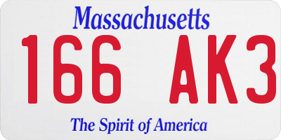 MA license plate 166AK3