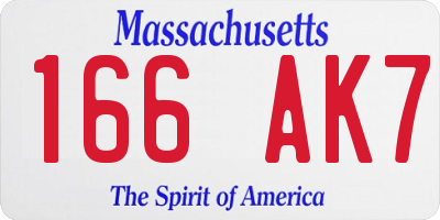 MA license plate 166AK7