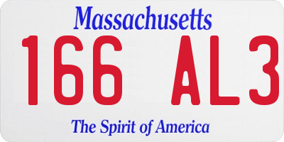 MA license plate 166AL3