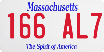 MA license plate 166AL7