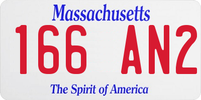 MA license plate 166AN2