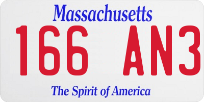 MA license plate 166AN3
