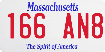MA license plate 166AN8
