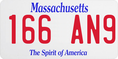 MA license plate 166AN9