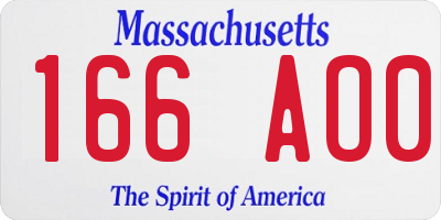 MA license plate 166AO0