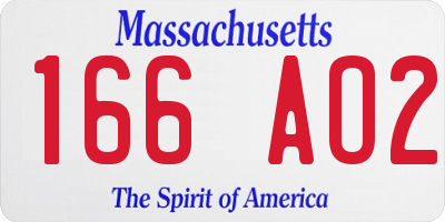 MA license plate 166AO2