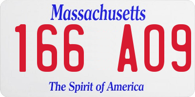MA license plate 166AO9